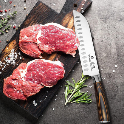Santoku Knife 5 Inch, Japanese High Carbon Stainless Steel | Ultra Sharp Kitchen Knife, Chef Knife for Cutting Vegetable Meat, Ergonomic Pakkawood Handle, Best Choice for Home Kitchen