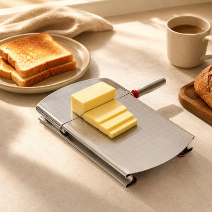Cheese Slicer Cutter Board Manual Cheese Cutter Knife for Block Butter Sausage Ham Fruit and Vegetable Slicing Guillotine Style with Handle for Home Kitchen Picnic Prep