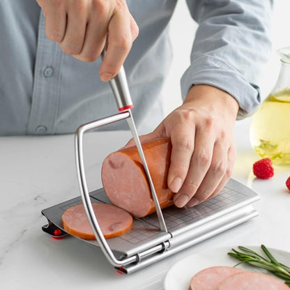 Cheese Slicer Cutter Board Manual Cheese Cutter Knife for Block Butter Sausage Ham Fruit and Vegetable Slicing Guillotine Style with Handle for Home Kitchen Picnic Prep