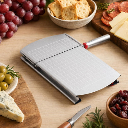 Cheese Slicer Cutter Board Manual Cheese Cutter Knife for Block Butter Sausage Ham Fruit and Vegetable Slicing Guillotine Style with Handle for Home Kitchen Picnic Prep