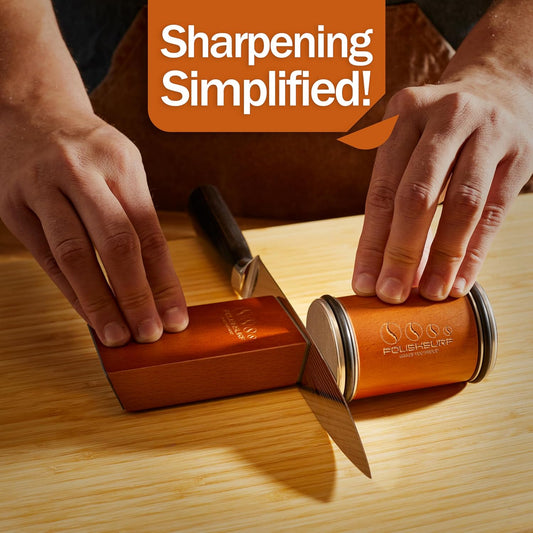 Rolling Knife Sharpener Kit, Blade Sharpening Roller for Kitchen Knives | Chef Knife Sharpening Tool, 15° & 20° Magnetic Angle, Diamond Discs for Steel of Any Hardness, Easy Manual Sharpener System