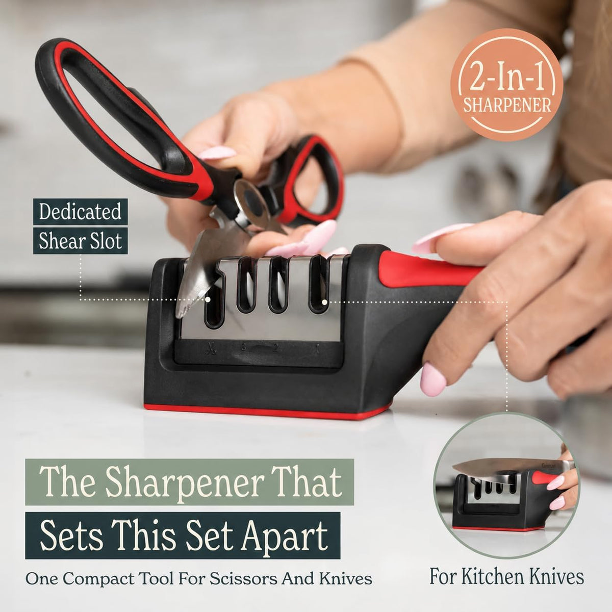 Heavy Duty Kitchen Shears With Sharpener - Lifetime Replacement Warranty* - Multipurpose Stainless Steel Scissors for Food - Sharp Food-Grade Kitchen Scissor for Meat, Seafood, Poultry - 4 Piece Set