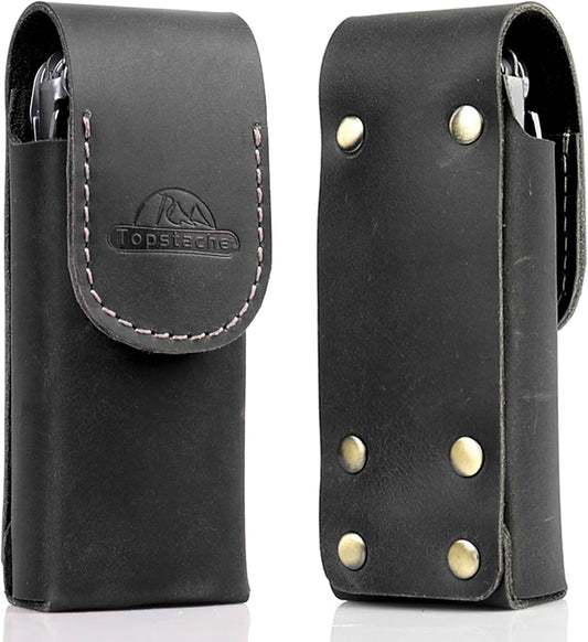 Leather Multitool Sheath for Belt - Multitool Holster for Belt - Leather Multitool Pouch - Leather Multitool Case for Belt - EDC Belt Organizer - Belt Loop Leather Multitool Holder, Black