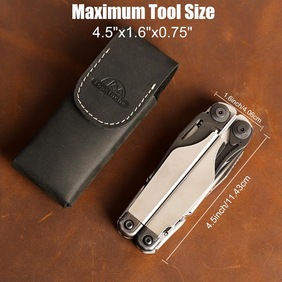 Leather Multitool Sheath for Belt - Multitool Holster for Belt - Leather Multitool Pouch - Leather Multitool Case for Belt - EDC Belt Organizer - Belt Loop Leather Multitool Holder, Black