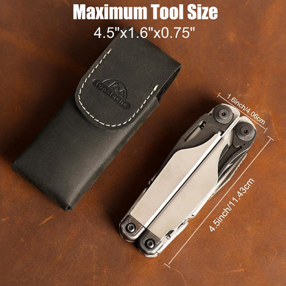 Leather Multitool Sheath for Belt - Multitool Holster for Belt - Leather Multitool Pouch - Leather Multitool Case for Belt - EDC Belt Organizer - Belt Loop Leather Multitool Holder, Black