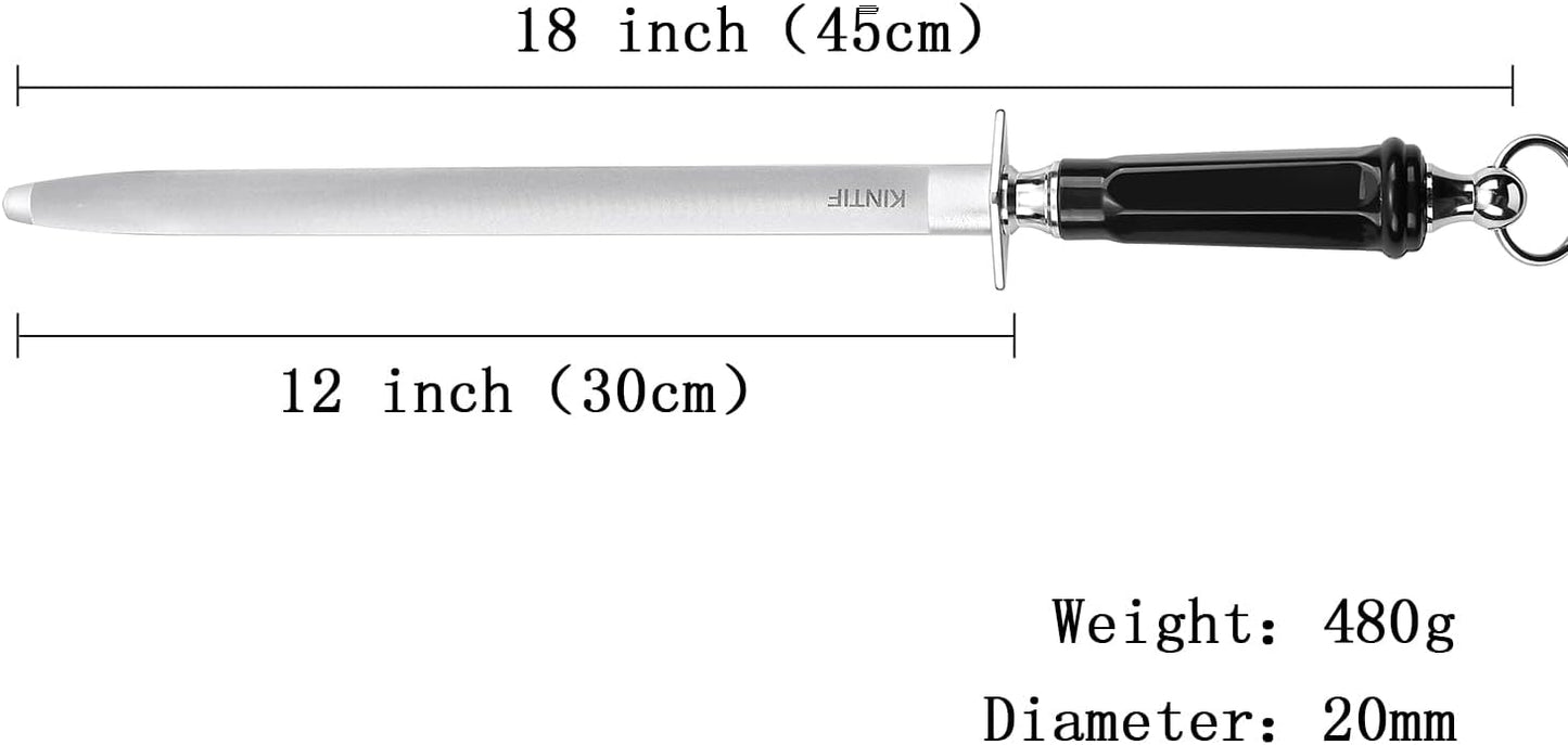 Honing Steel Professional Knife Sharpeners,12 inch Sharpening Steel Honing Rod,High Carbon Sharpening Rod, Fine Lines, High hardness, Wear Resistant, knife sharpening