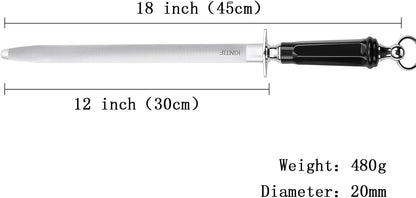 Honing Steel Professional Knife Sharpeners,12 inch Sharpening Steel Honing Rod,High Carbon Sharpening Rod, Fine Lines, High hardness, Wear Resistant, knife sharpening
