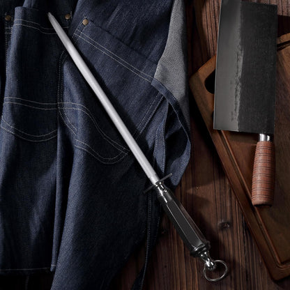 Honing Steel Professional Knife Sharpeners,12 inch Sharpening Steel Honing Rod,High Carbon Sharpening Rod, Fine Lines, High hardness, Wear Resistant, knife sharpening