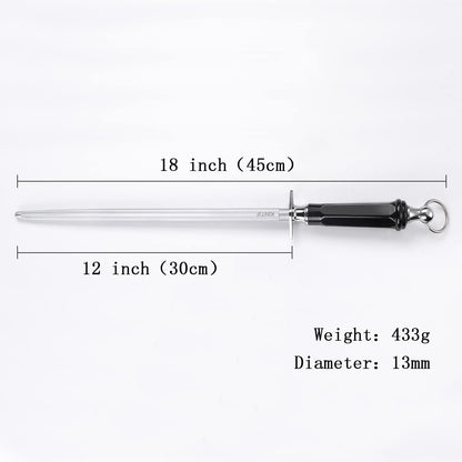 Honing Steel Professional Knife Sharpeners,12 inch Sharpening Steel Honing Rod,High Carbon Sharpening Rod, Fine Lines, High hardness, Wear Resistant, knife sharpening