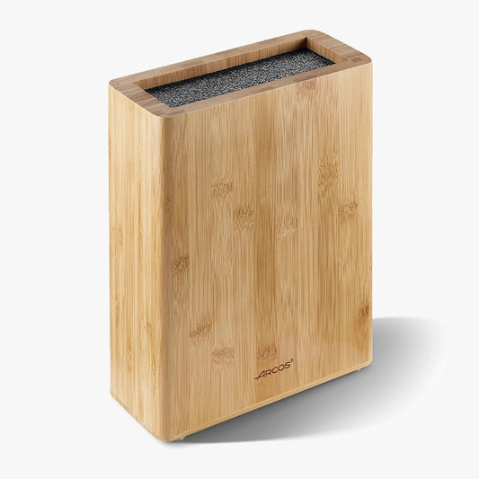 Universal Knife Block Set Without Knives Up to 10 Inch. 220x89x280mm. 3700 gr. Made of Bamboo. Series Tacos Universales. Color Brown