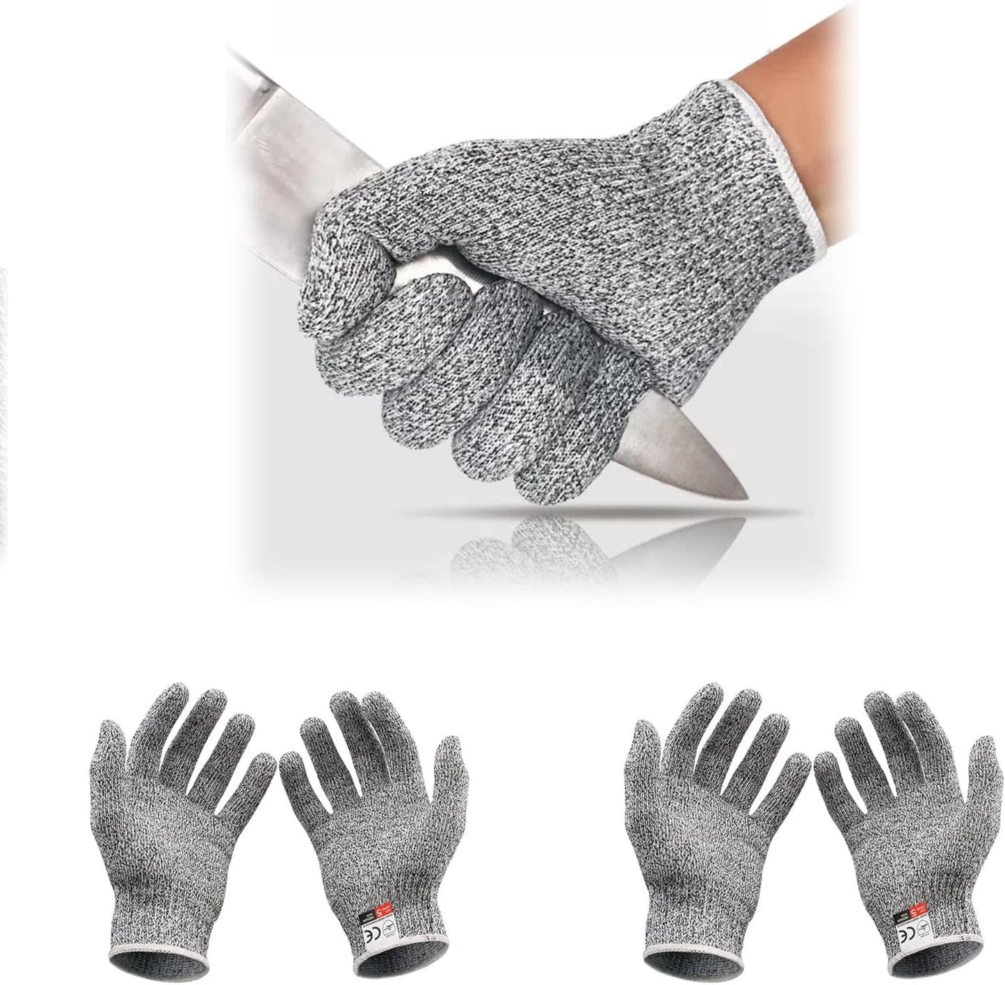 Level 5 Cut Resistant Gloves, 2 pairs，Breathable, Kitchen, Construction, Metal Cutting, Gardening (Unisex)