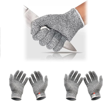 Level 5 Cut Resistant Gloves, 2 pairs，Breathable, Kitchen, Construction, Metal Cutting, Gardening (Unisex)