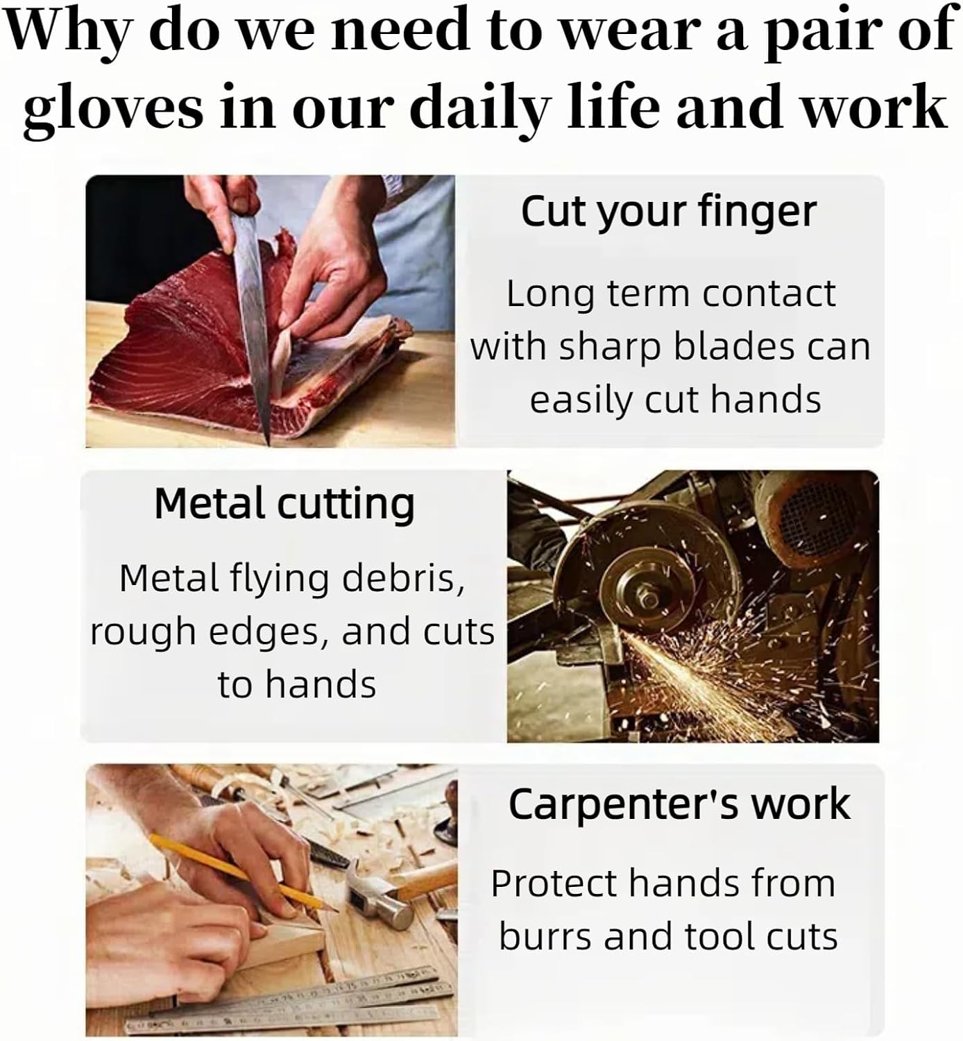 Level 5 Cut Resistant Gloves, 2 pairs，Breathable, Kitchen, Construction, Metal Cutting, Gardening (Unisex)
