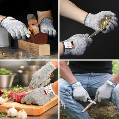 Level 5 Cut Resistant Gloves, 2 pairs，Breathable, Kitchen, Construction, Metal Cutting, Gardening (Unisex)