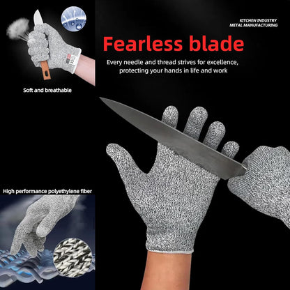 Level 5 Cut Resistant Gloves, 2 pairs，Breathable, Kitchen, Construction, Metal Cutting, Gardening (Unisex)