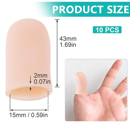 10PCS Silicone Finger Protectors, Gel Finger Support Cots, Fingertips Protection, Finger Sleeves, Short Thumb Guard for Finger Arthritis Cracking Pain Relief