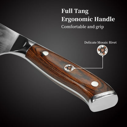 7" Nakiri Knife Japanese VG-10 Damascus Steel, 67 Layer Razor Sharp Asian Vegetable & Meat Chopper, Ergonomic G10 Micarta Handle, Kitchen Knives for Chef with Gift Box