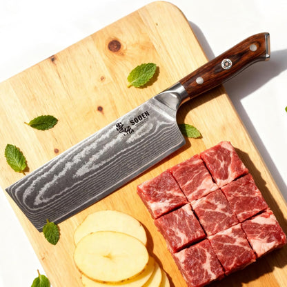 7" Nakiri Knife Japanese VG-10 Damascus Steel, 67 Layer Razor Sharp Asian Vegetable & Meat Chopper, Ergonomic G10 Micarta Handle, Kitchen Knives for Chef with Gift Box