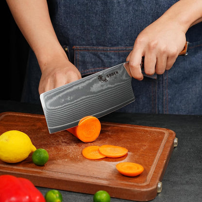 7" Nakiri Knife Japanese VG-10 Damascus Steel, 67 Layer Razor Sharp Asian Vegetable & Meat Chopper, Ergonomic G10 Micarta Handle, Kitchen Knives for Chef with Gift Box