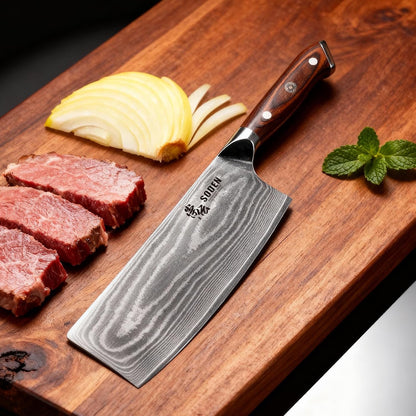 7" Nakiri Knife Japanese VG-10 Damascus Steel, 67 Layer Razor Sharp Asian Vegetable & Meat Chopper, Ergonomic G10 Micarta Handle, Kitchen Knives for Chef with Gift Box