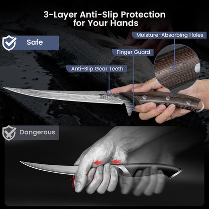 Fillet Knife for Fish, Razor Sharp 7.2 Inch Boning Knife