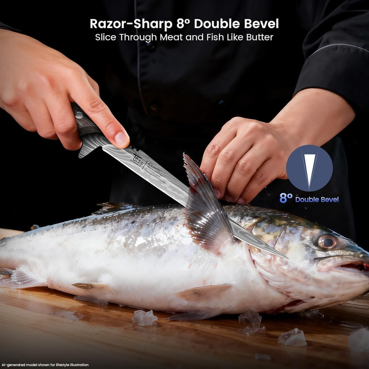 Fillet Knife for Fish, Razor Sharp 7.2 Inch Boning Knife