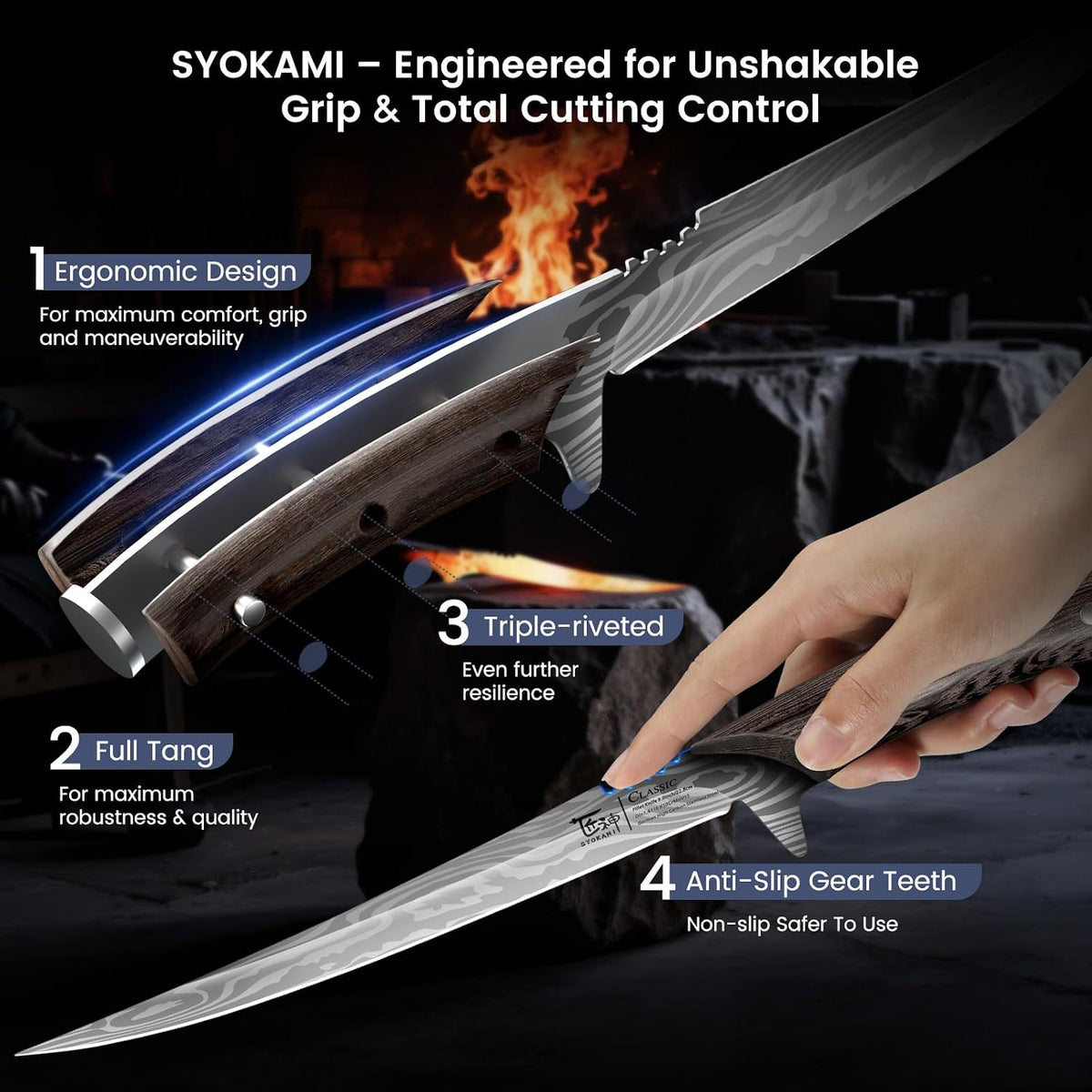 Fillet Knife for Fish, Razor Sharp 7.2 Inch Boning Knife