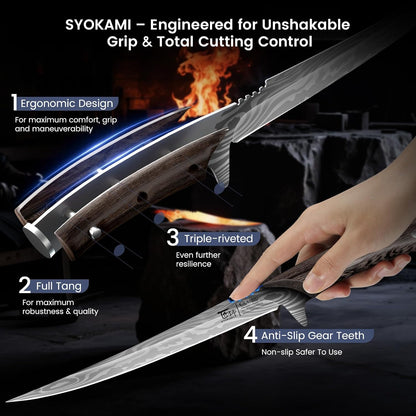 Fillet Knife for Fish, Razor Sharp 7.2 Inch Boning Knife