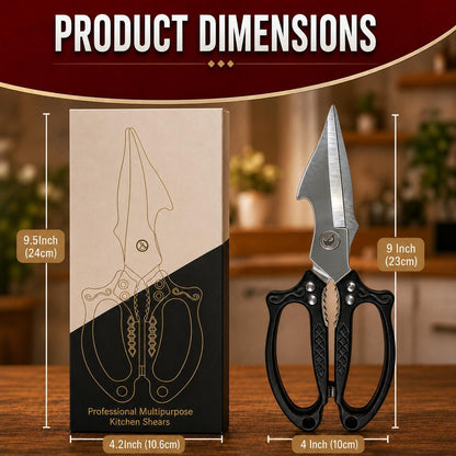 Silver Kitchen Shears Heavy Duty Stainless Steel, Multipurpose Cooking Scissors for Meat, Chicken, Poultry & Vegetables, Sharp Food Scissors for Kitchen Use