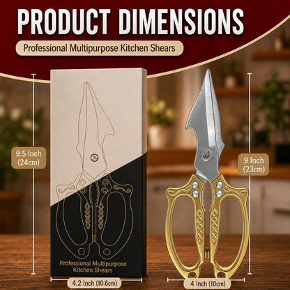 Silver Kitchen Shears Heavy Duty Stainless Steel, Multipurpose Cooking Scissors for Meat, Chicken, Poultry & Vegetables, Sharp Food Scissors for Kitchen Use