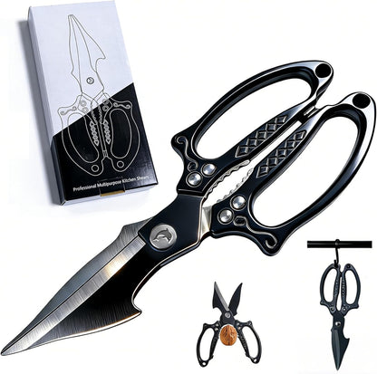 Silver Kitchen Shears Heavy Duty Stainless Steel, Multipurpose Cooking Scissors for Meat, Chicken, Poultry & Vegetables, Sharp Food Scissors for Kitchen Use