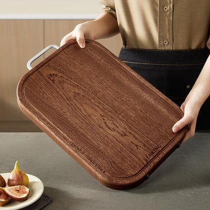 Premium Solid Ebony Wood Cutting Board for Kitchen - 14.5"x9.5"x1" Double Sided Butcher Block, Thick Chopping Board with Juice Groove & Non-Slip Feet, Food Grade Serving Board for Meat Veggie