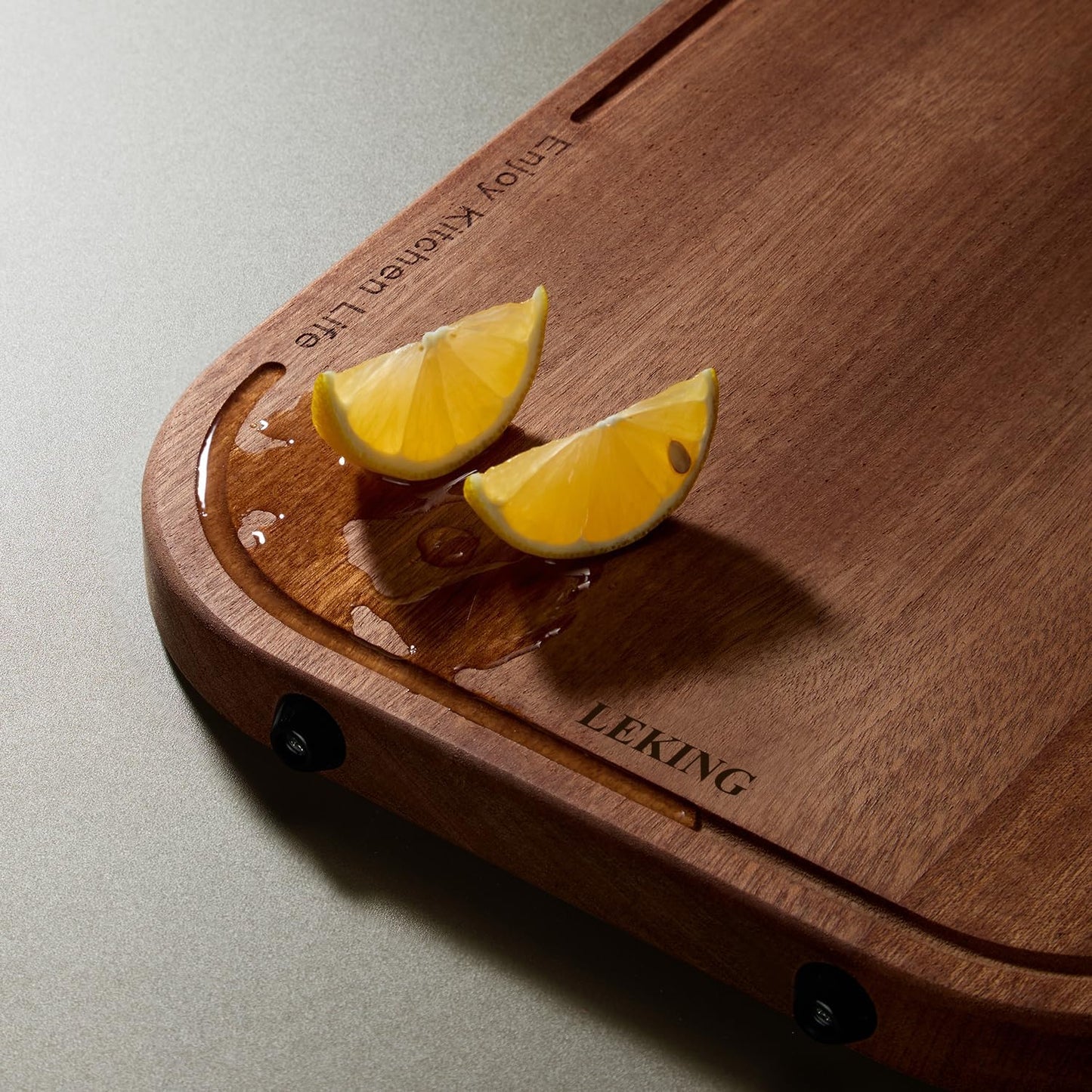 Premium Solid Ebony Wood Cutting Board for Kitchen - 14.5"x9.5"x1" Double Sided Butcher Block, Thick Chopping Board with Juice Groove & Non-Slip Feet, Food Grade Serving Board for Meat Veggie