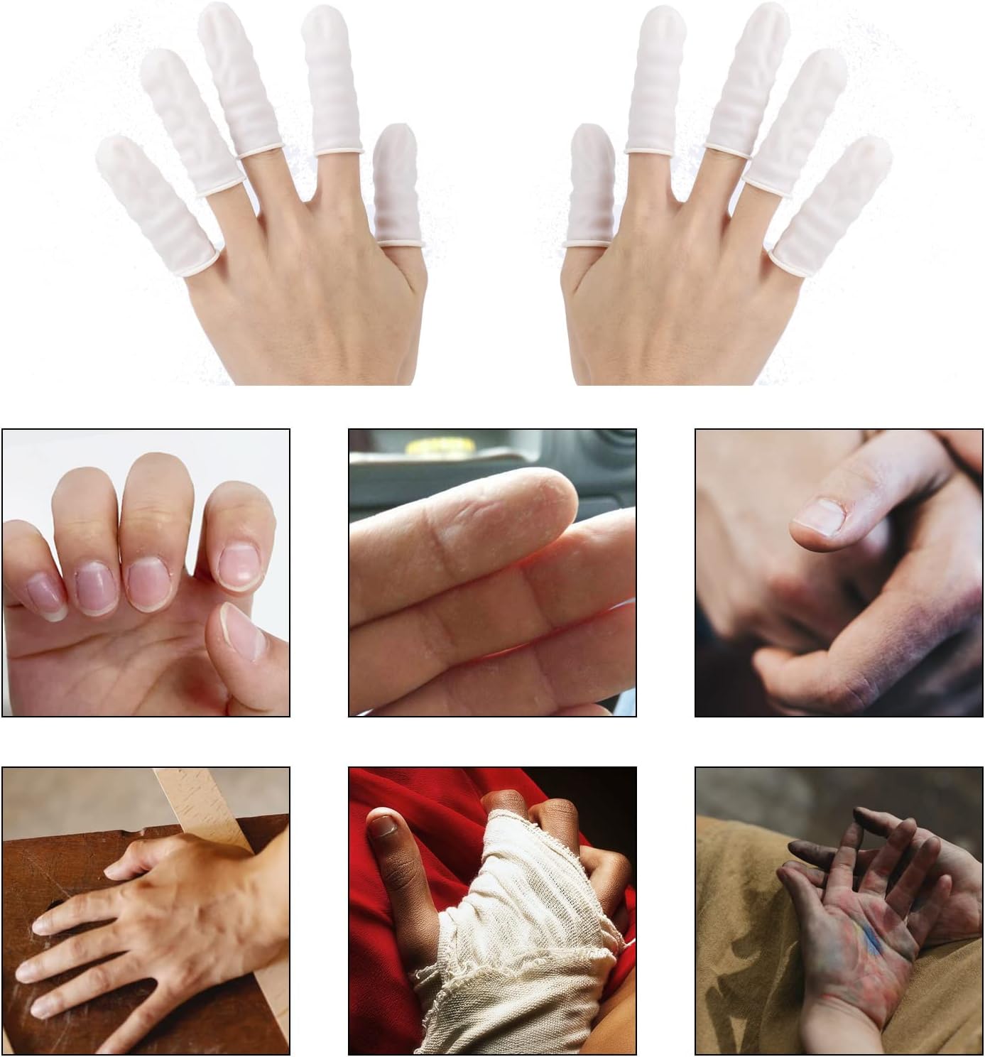 300Pcs Finger Cots LargeLatex Finger Cots White Finger Protectors for Injured Finger,Cracked Finger,Sports