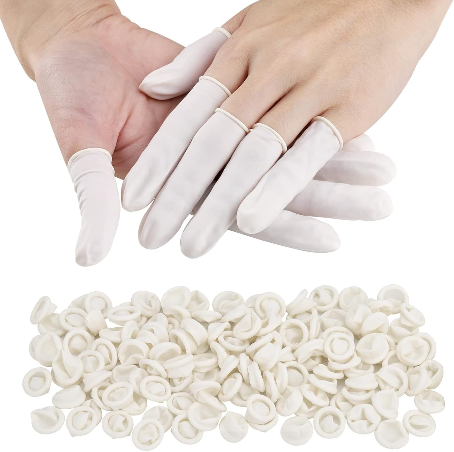 300Pcs Finger Cots LargeLatex Finger Cots White Finger Protectors for Injured Finger,Cracked Finger,Sports