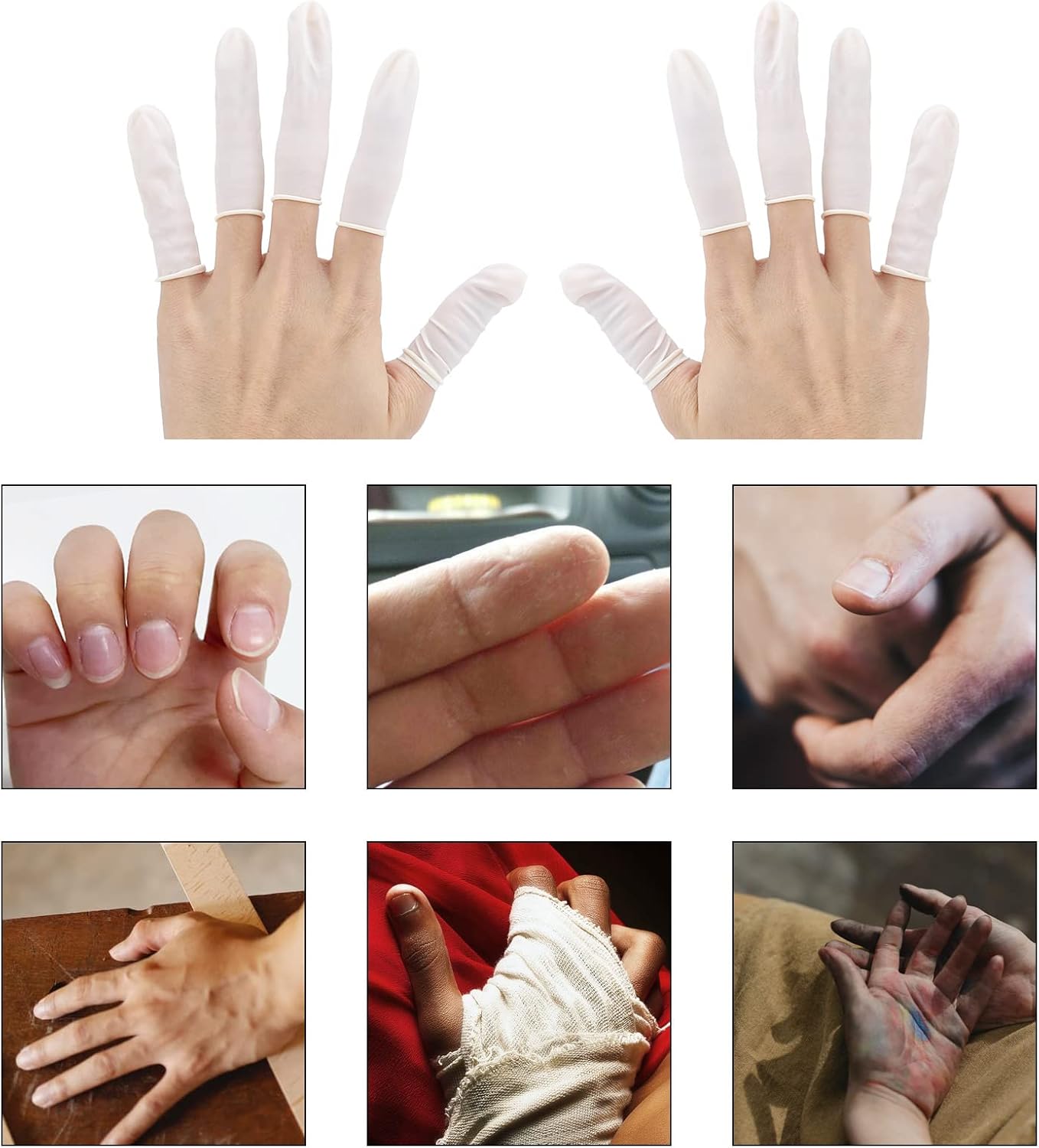 300Pcs Finger Cots LargeLatex Finger Cots White Finger Protectors for Injured Finger,Cracked Finger,Sports