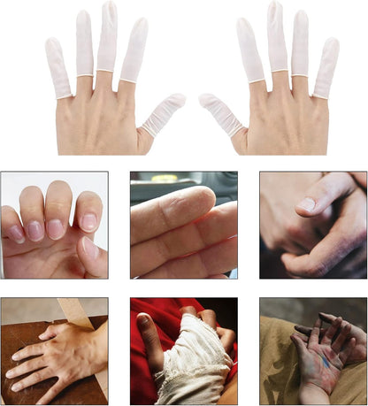 300Pcs Finger Cots LargeLatex Finger Cots White Finger Protectors for Injured Finger,Cracked Finger,Sports
