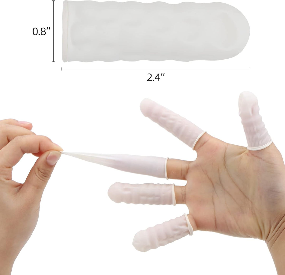 300Pcs Finger Cots LargeLatex Finger Cots White Finger Protectors for Injured Finger,Cracked Finger,Sports