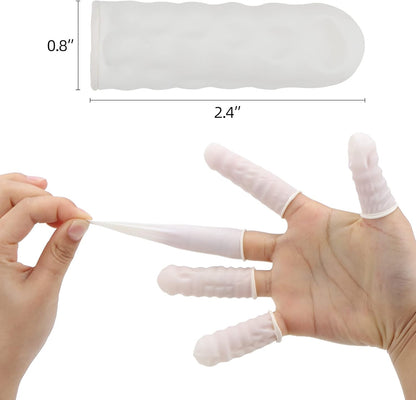 300Pcs Finger Cots LargeLatex Finger Cots White Finger Protectors for Injured Finger,Cracked Finger,Sports