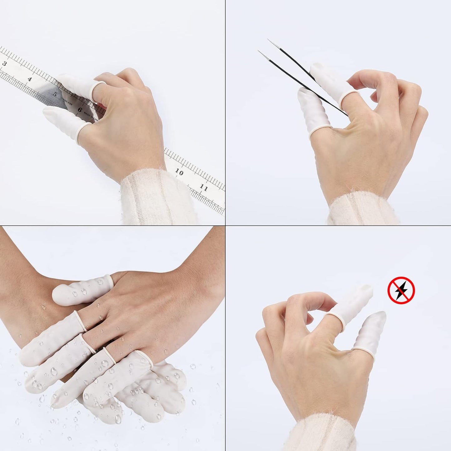 300Pcs Finger Cots LargeLatex Finger Cots White Finger Protectors for Injured Finger,Cracked Finger,Sports