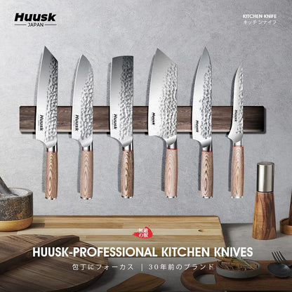 Huusk Japanese Chef Knife for Home & Kitchen, 8" Japanese Kiritsuke Knife | Ultra Sharp Cooking Knifes for Sushi Fish Meat, High Carbon Stainless Steel & Pakkawood Handle, Gift Idea for Men Women