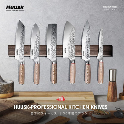 Huusk Japanese Chef Knife for Home & Kitchen, 8" Japanese Kiritsuke Knife | Ultra Sharp Cooking Knifes for Sushi Fish Meat, High Carbon Stainless Steel & Pakkawood Handle, Gift Idea for Men Women