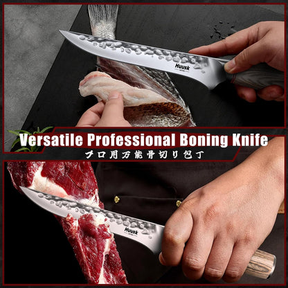 Huusk Japanese Chef Knife for Home & Kitchen, 8" Japanese Kiritsuke Knife | Ultra Sharp Cooking Knifes for Sushi Fish Meat, High Carbon Stainless Steel & Pakkawood Handle, Gift Idea for Men Women