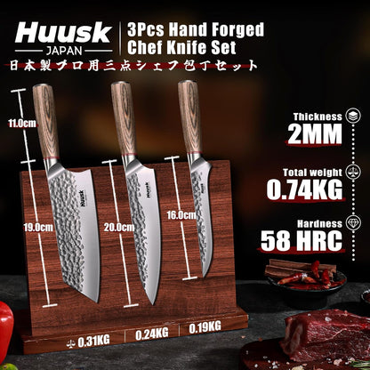 Huusk Japanese Chef Knife for Home & Kitchen, 8" Japanese Kiritsuke Knife | Ultra Sharp Cooking Knifes for Sushi Fish Meat, High Carbon Stainless Steel & Pakkawood Handle, Gift Idea for Men Women