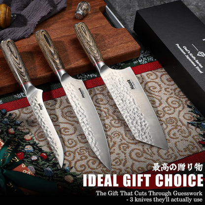 Huusk Japanese Chef Knife for Home & Kitchen, 8" Japanese Kiritsuke Knife | Ultra Sharp Cooking Knifes for Sushi Fish Meat, High Carbon Stainless Steel & Pakkawood Handle, Gift Idea for Men Women