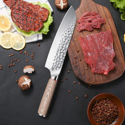 Huusk Japanese Chef Knife for Home & Kitchen, 8" Japanese Kiritsuke Knife | Ultra Sharp Cooking Knifes for Sushi Fish Meat, High Carbon Stainless Steel & Pakkawood Handle, Gift Idea for Men Women