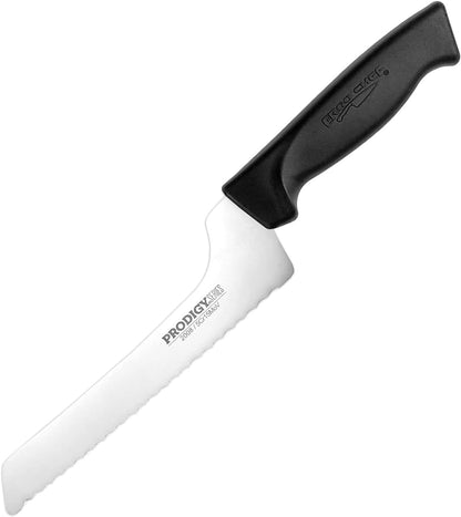 Prodigy Series Serrated Off-Set Bread & Deli Knife Ergonomic Comfort-Grip Handle (8 inch), Black