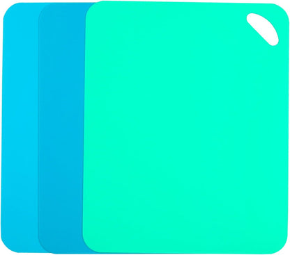 Plastic Flexible Cutting Mats for Kitchen, 3pcs Color Coded Chopping Board Set, Cutting Board Sheet for Kitchen Cooking, Dishwasher Safe （11.5x9"）