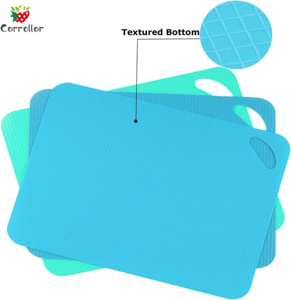 Plastic Flexible Cutting Mats for Kitchen, 3pcs Color Coded Chopping Board Set, Cutting Board Sheet for Kitchen Cooking, Dishwasher Safe （11.5x9"）