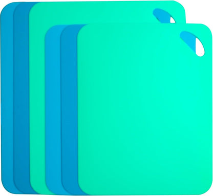 Plastic Flexible Cutting Mats for Kitchen, 3pcs Color Coded Chopping Board Set, Cutting Board Sheet for Kitchen Cooking, Dishwasher Safe （11.5x9"）